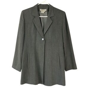 Blue Ice Women 100% Wool Longline Blazer Gray Heather Size 10 Single Button